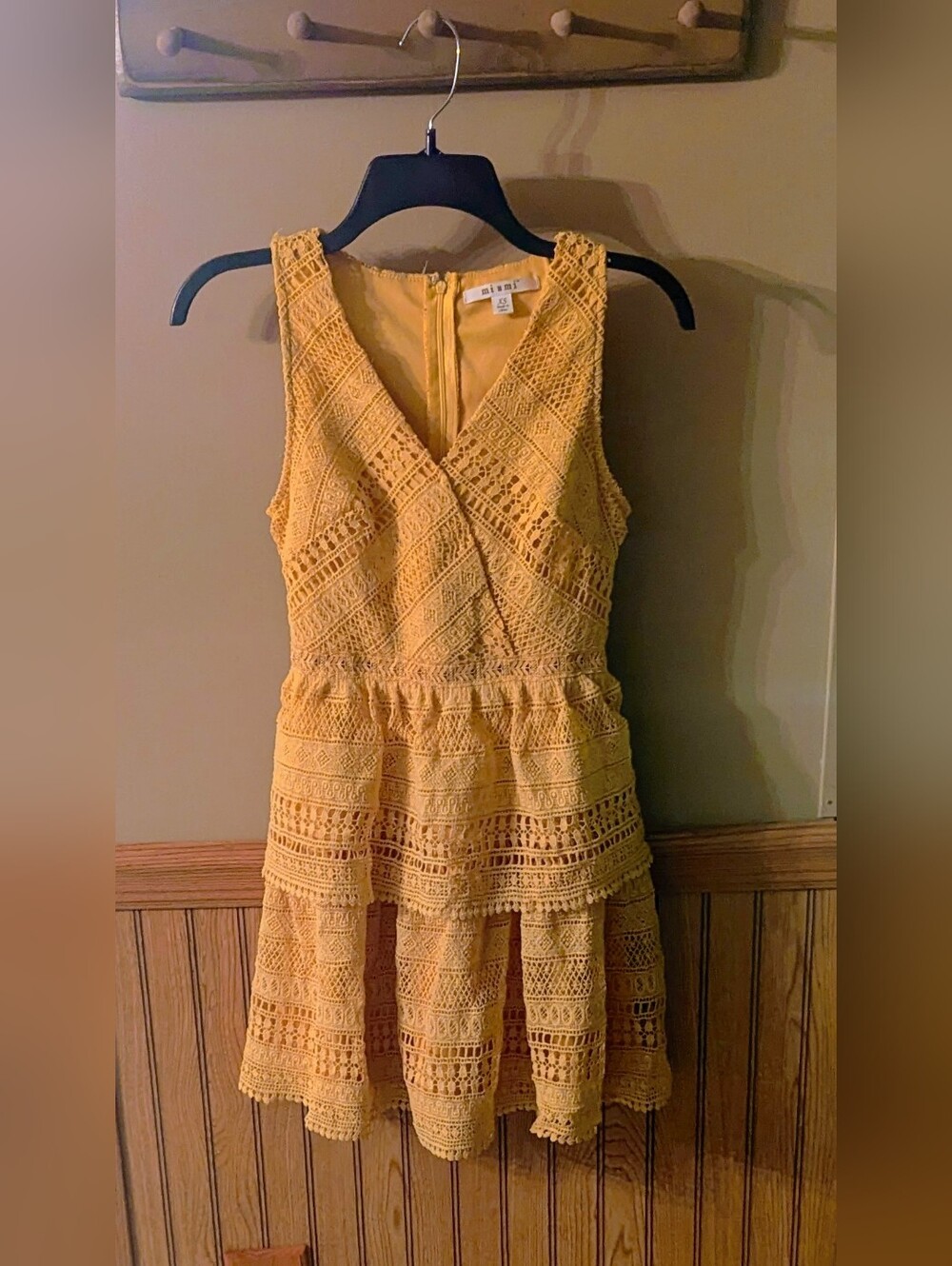Women's Size XS Yellow Crochet Lace Sleeveless Dress Miami Brand From Francescas